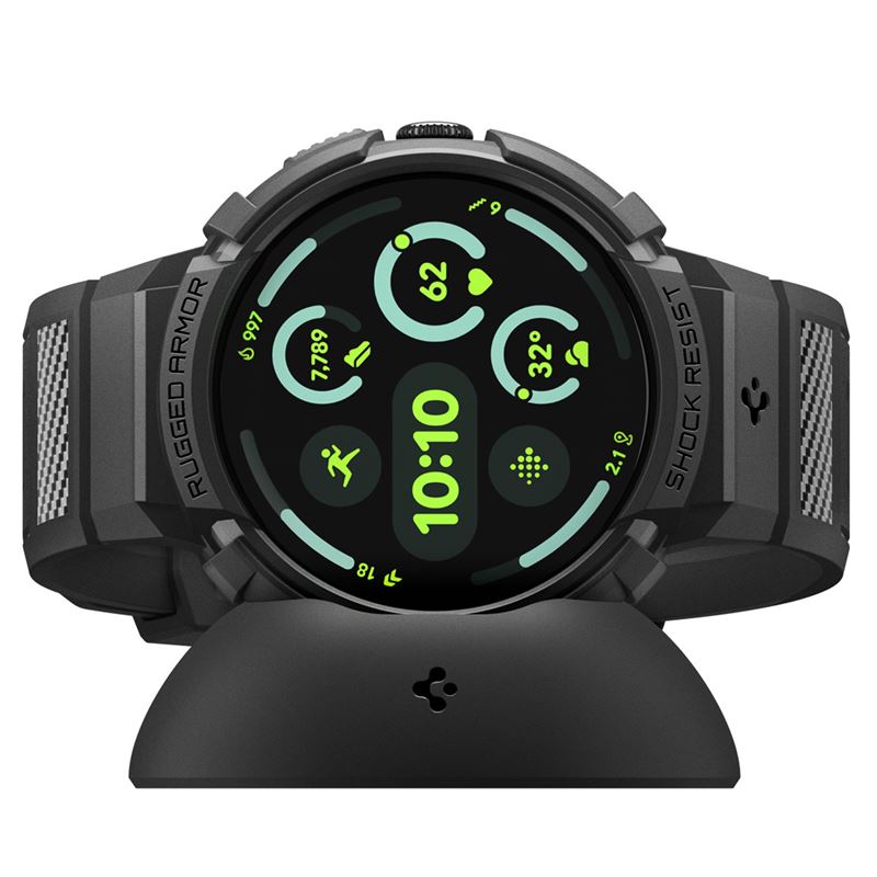 Spigen Rugged Armor Pro + Stand, matte black - Google Pixel Watch 5/4 41mm