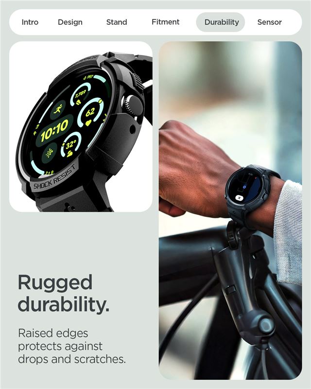Spigen Rugged Armor Pro + Stand, matte black - Google Pixel Watch 5/4 41mm
