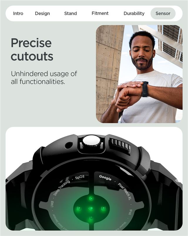 Spigen Rugged Armor Pro + Stand, matte black - Google Pixel Watch 5/4 41mm