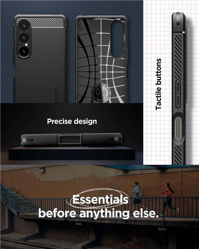 Spigen Rugged Armor, matná čierna – Sony Xperia 1 VII