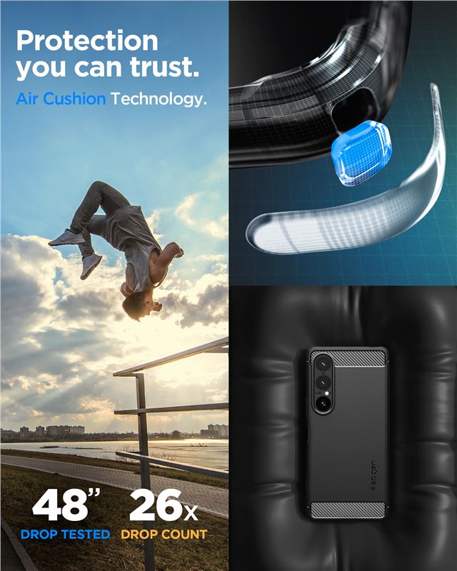 Spigen Rugged Armor, matná čierna – Sony Xperia 1 VII