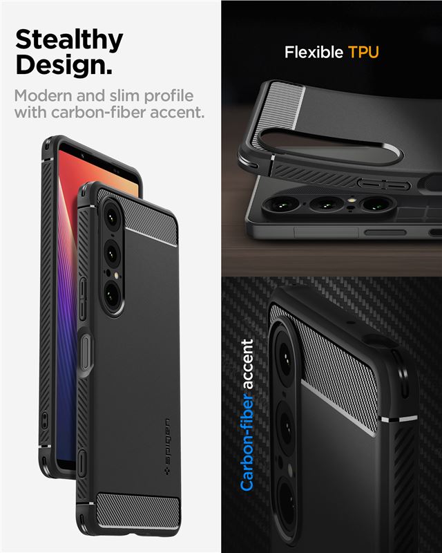 Spigen Rugged Armor, matná čierna – Sony Xperia 1 VII