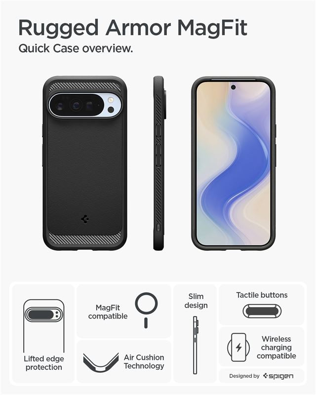 Spigen Rugged Armor MagSafe, matte black - Google Pixel 10 Pro XL