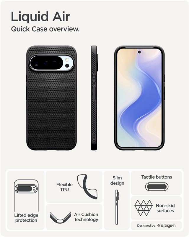 Spigen Liquid Air, matte black - Google Pixel 10 Pro XL