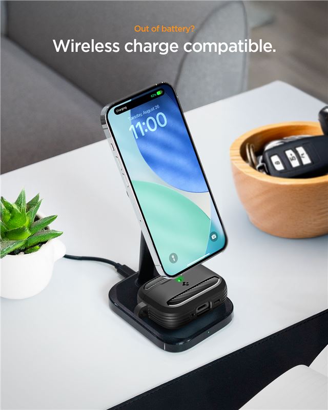 Spigen Rugged Armor, matte black - AirPods Pro 3