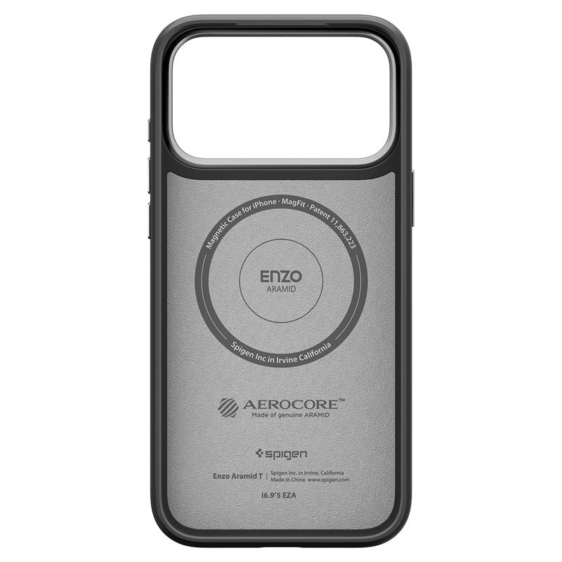 Spigen Enzo Aramid T, čierny strieborný – iPhone 17 Pro
