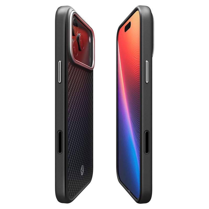 Spigen Enzo Aramid T, čierny strieborný – iPhone 17 Pro