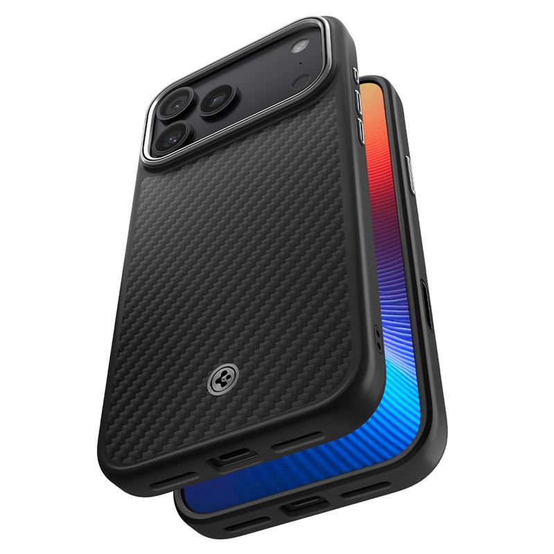 Spigen Enzo Aramid T, čierny strieborný – iPhone 17 Pro
