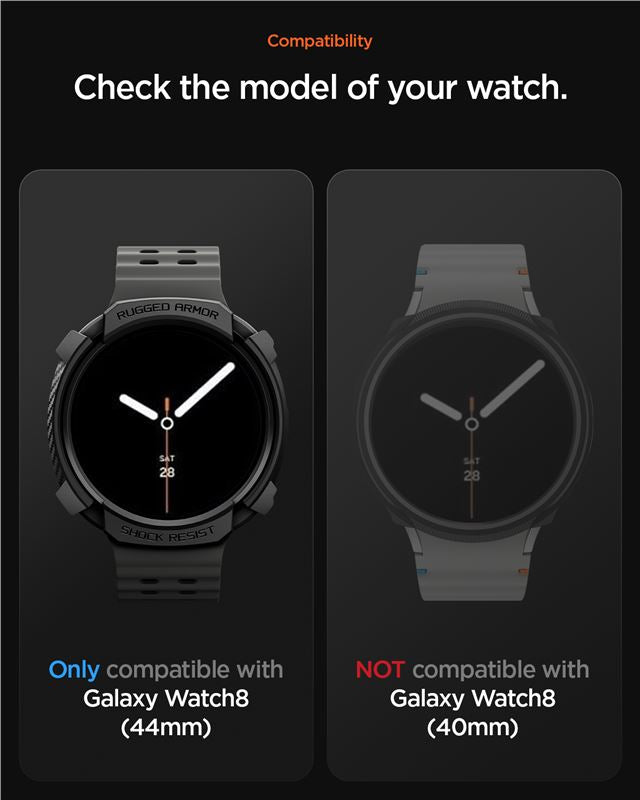Spigen Rugged Armor, matná čierna - Samsung Galaxy Watch 9/8 44mm