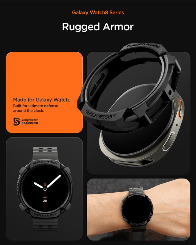 Spigen Rugged Armor, matná čierna - Samsung Galaxy Watch 9/8 44mm