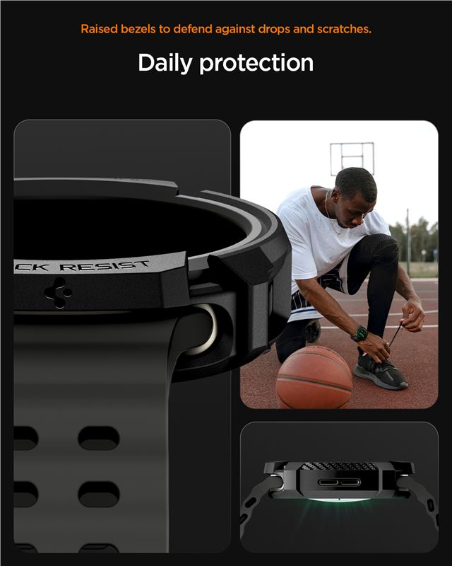 Spigen Rugged Armor, matná čierna - Samsung Galaxy Watch 9/8 44mm