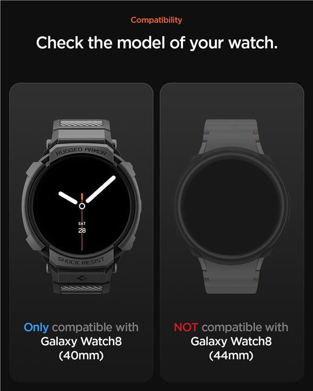 Spigen Rugged Armor Pro, matte black - Samsung Galaxy Watch 9/8 44mm