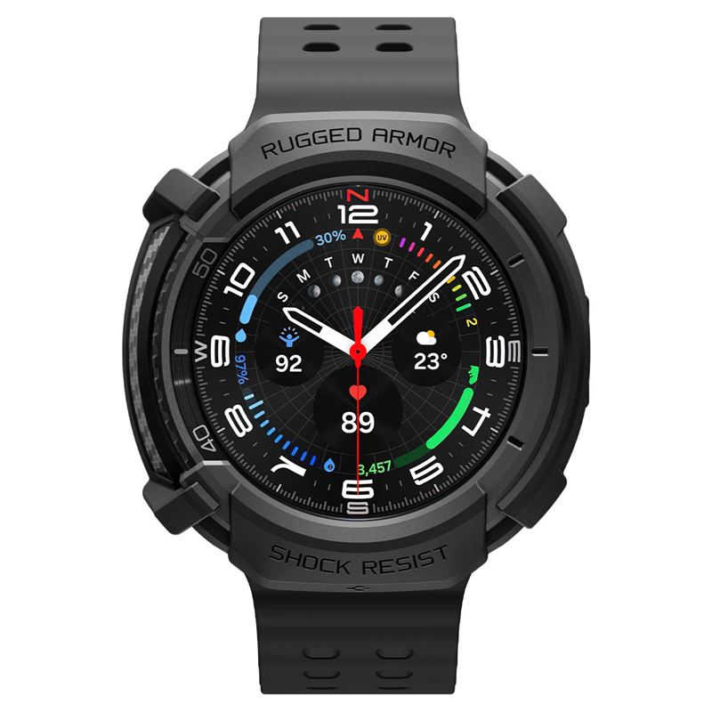 Spigen Rugged Armor, matná čierna – Samsung Galaxy Watch 8 Classic (46mm)