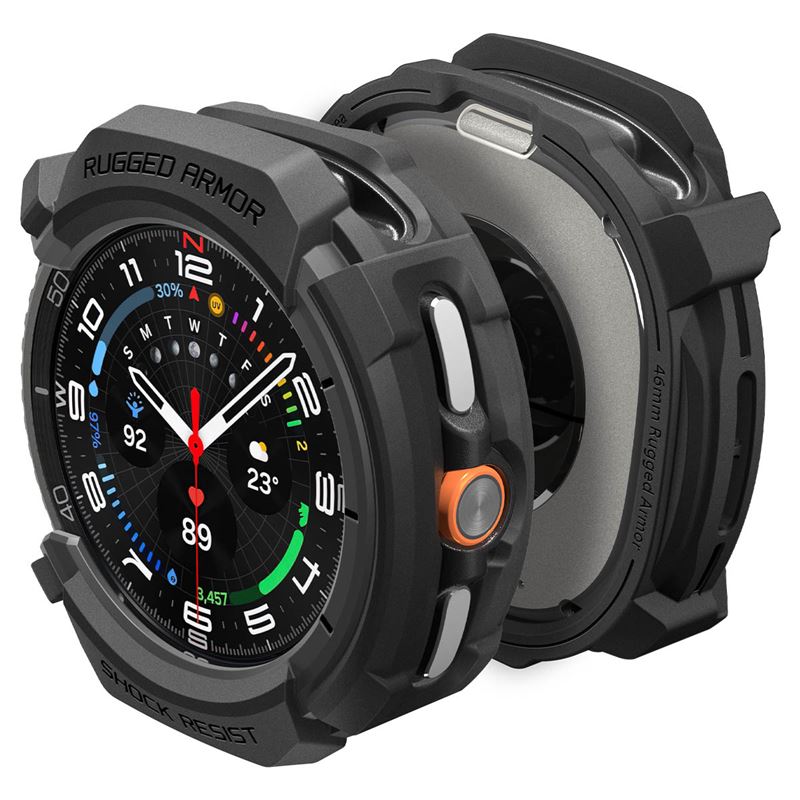 Spigen Rugged Armor, matná čierna – Samsung Galaxy Watch 8 Classic (46mm)