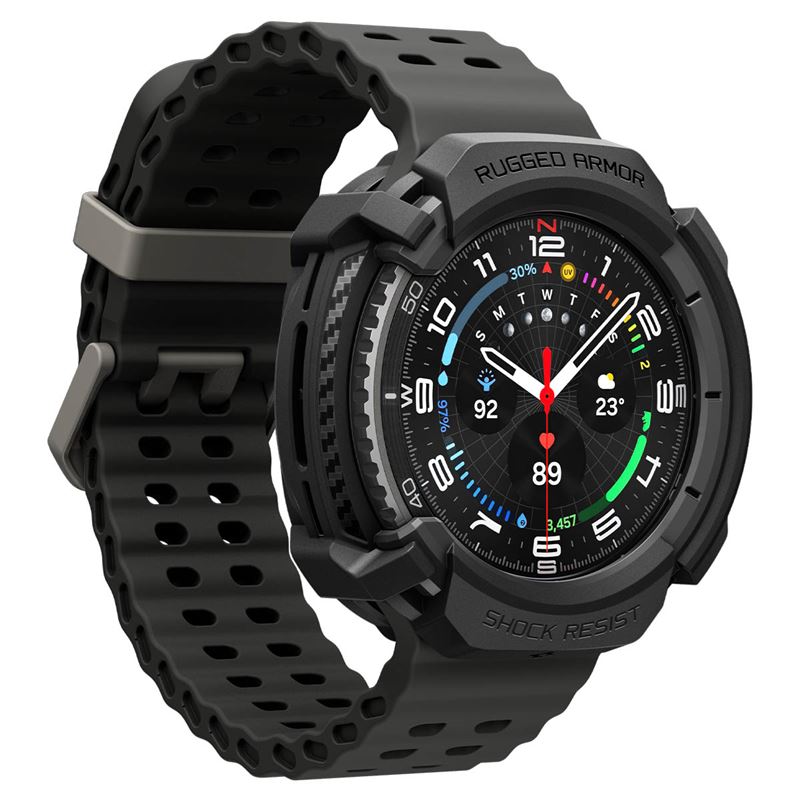 Spigen Rugged Armor, matná čierna – Samsung Galaxy Watch 8 Classic (46mm)