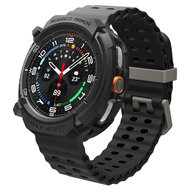 Spigen Rugged Armor, matná čierna – Samsung Galaxy Watch 8 Classic (46mm)