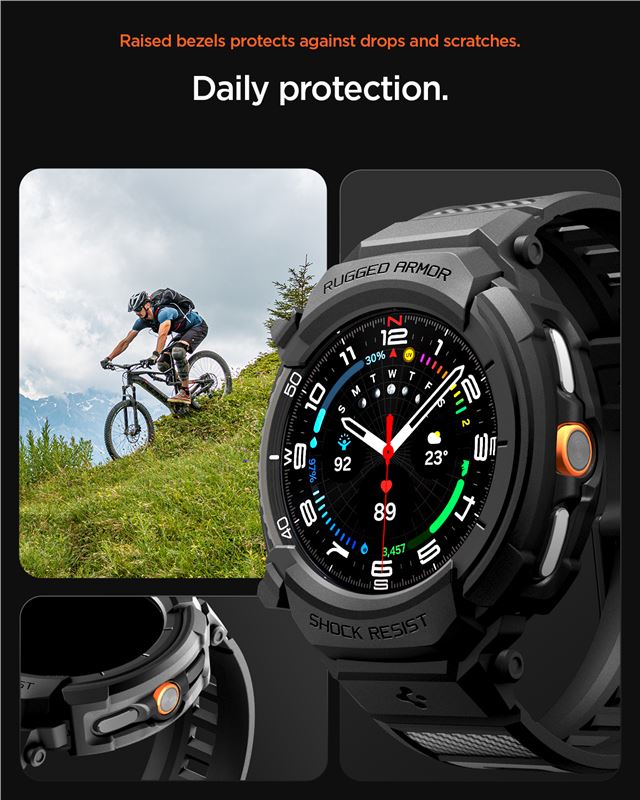 Spigen Rugged Armor Pro, matte black - Samsung Galaxy Watch 8 Classic (46mm)