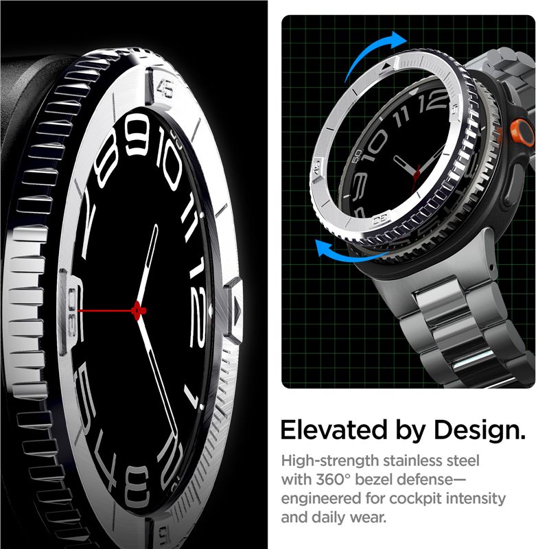 Spigen Bezel Tune (Pilot), silver - Samsung Galaxy Watch 8 Classic 46mm