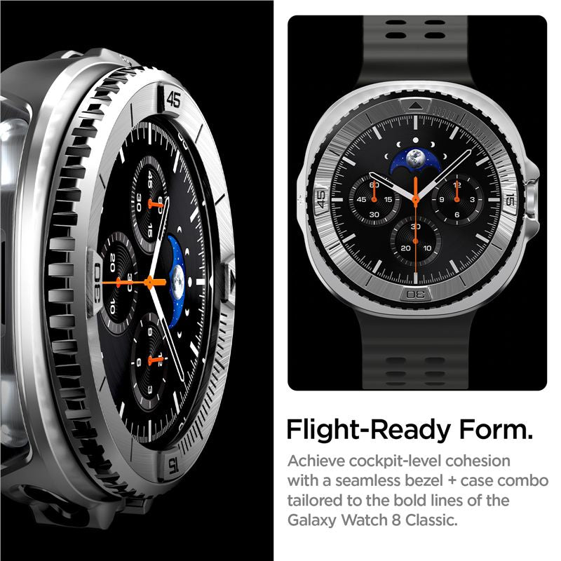 Spigen Bezel Tune Pro (Pilot), silver - Samsung Galaxy Watch 8 Classic 46mm