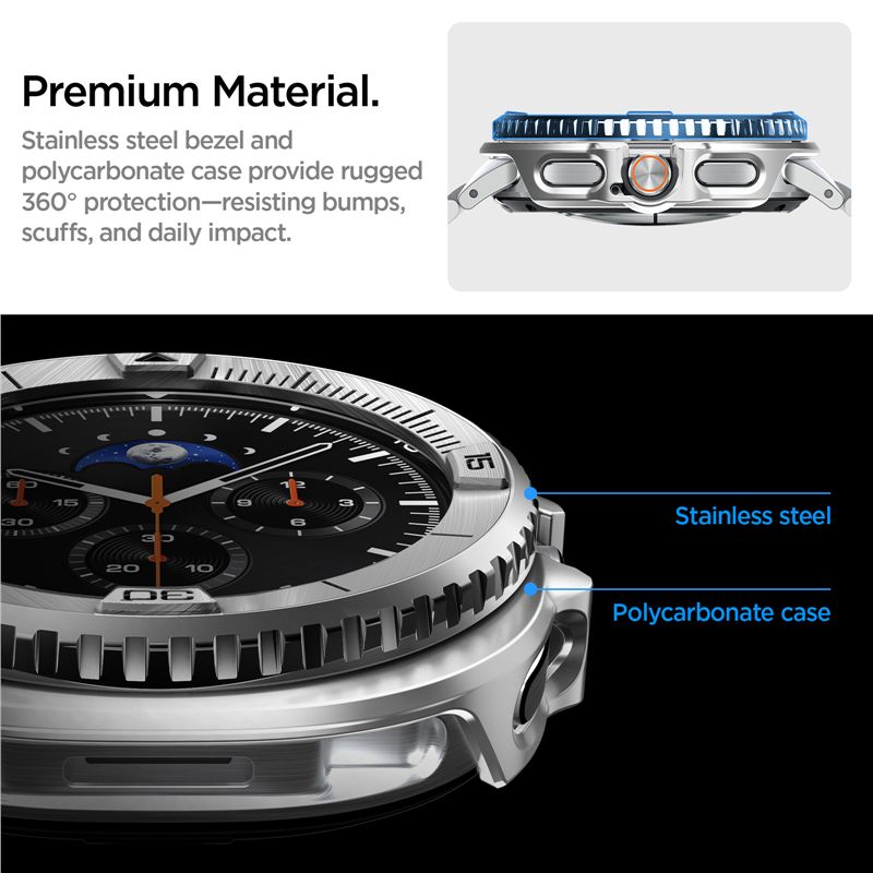 Spigen Bezel Tune Pro (Pilot), silver - Samsung Galaxy Watch 8 Classic 46mm