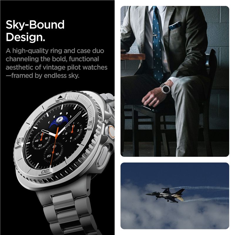 Spigen Bezel Tune Pro (Pilot), silver - Samsung Galaxy Watch 8 Classic 46mm