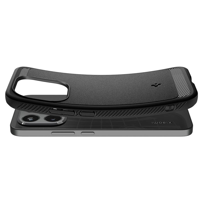 Stylish design with characteristic black matte finish and carbon fiber style accents