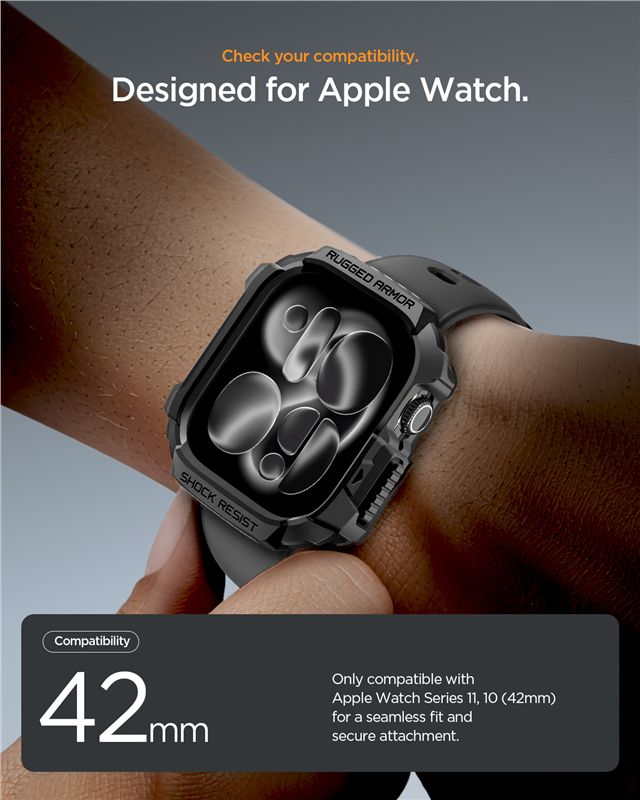 Spigen Rugged Armor 2, matte black - Apple Watch 11 42mm