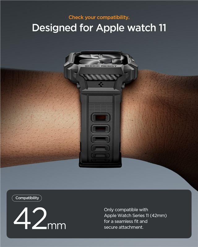 Spigen Rugged Armor Pro 2, matte black - Apple Watch 11 42mm
