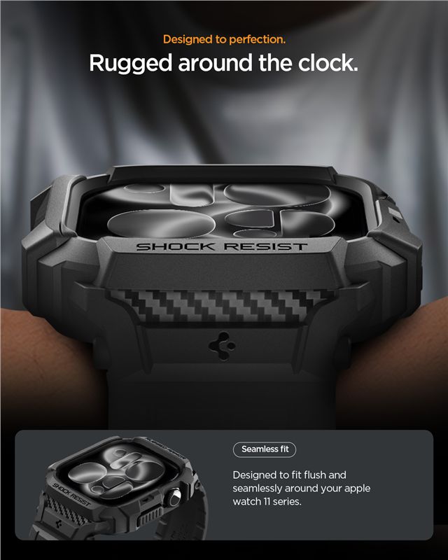 Spigen Rugged Armor Pro 2, matte black - Apple Watch 11 42mm