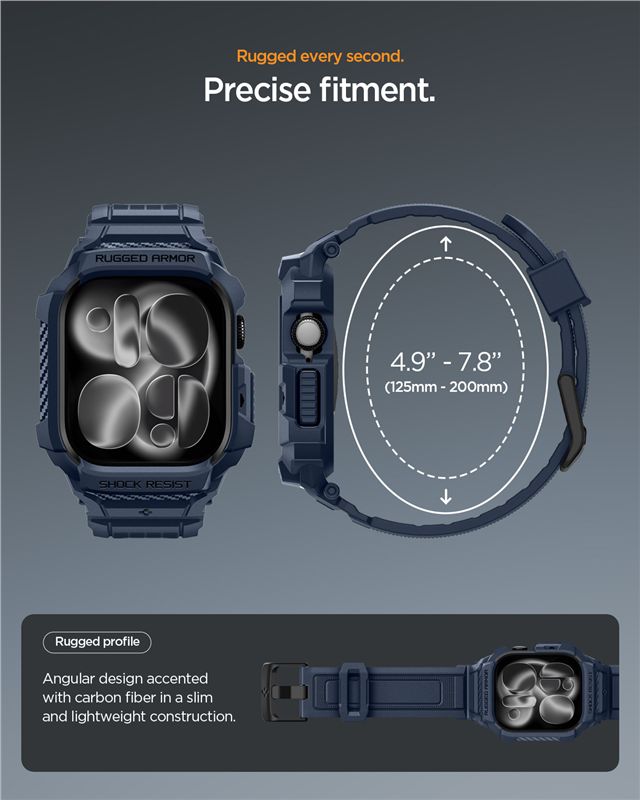 Spigen Rugged Armor Pro 2, navy blue - Apple Watch 11 42mm