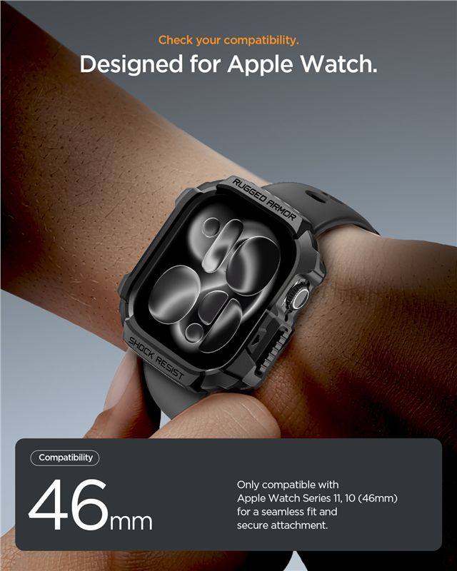 Spigen Rugged Armor 2, matná čierna - Apple Watch 11 46mm
