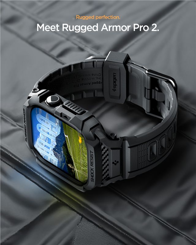 Spigen Rugged Armor Pro 2, matte black - Apple Watch 11 46mm