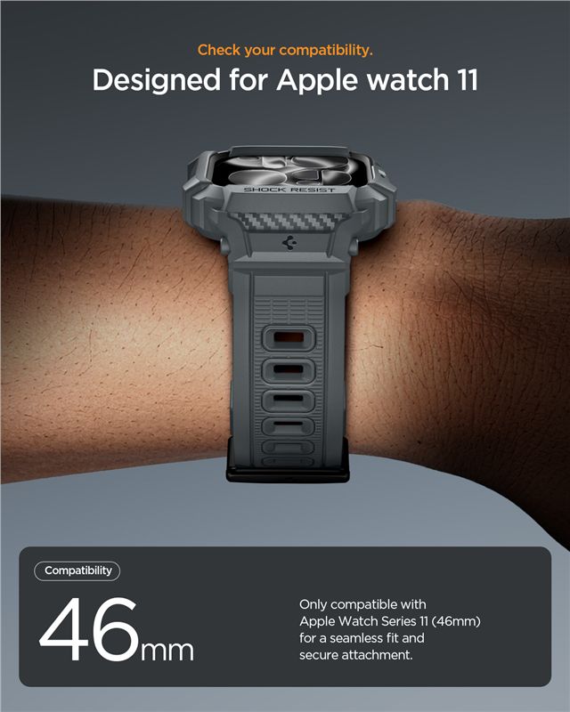 Spigen Rugged Armor Pro 2, dark gray - Apple Watch 11 46mm