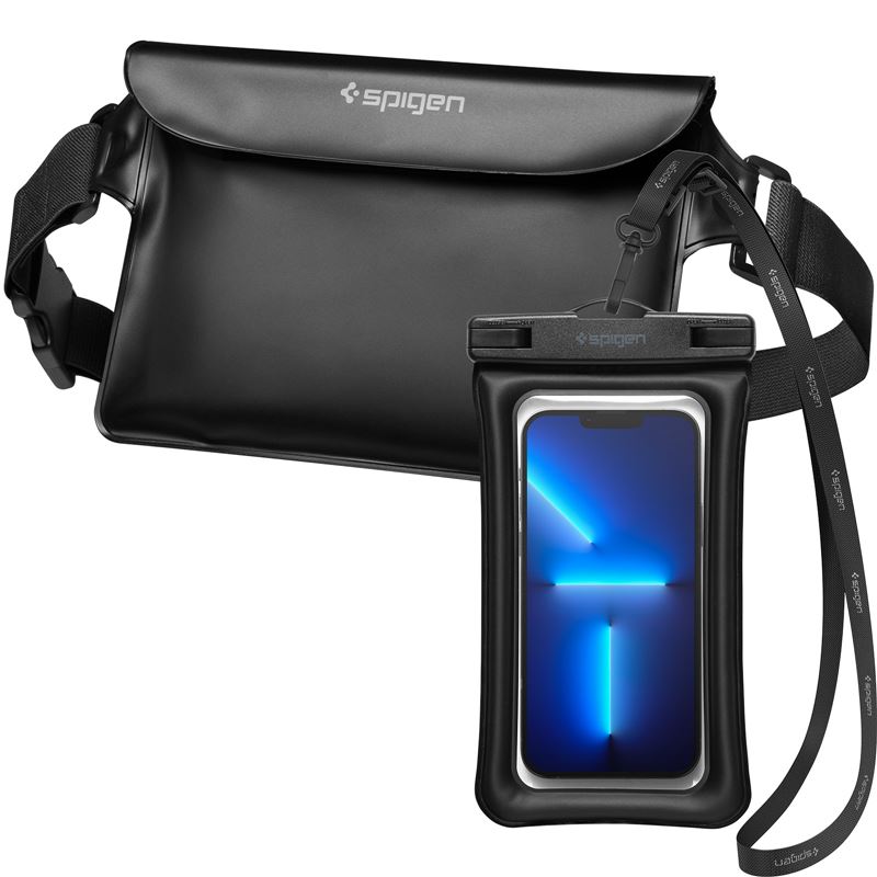 Spigen Aqua Shield Waterproof Floating Case + Waterproof Waist Bag A621 Set, black