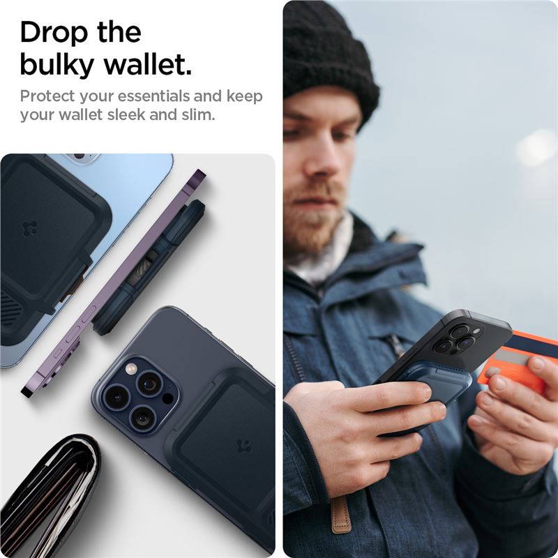 Spigen iPhone Lock Fit MagSafe Wallet, metal slate