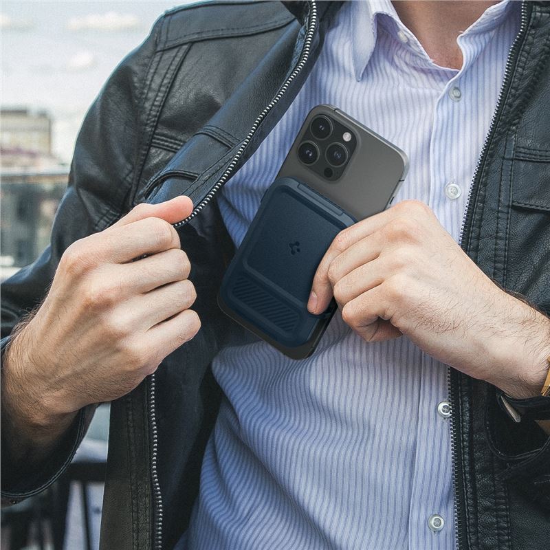 Spigen iPhone Lock Fit MagSafe Wallet, metal slate