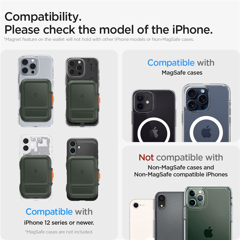 Spigen iPhone Lock Fit MagSafe Wallet, military green