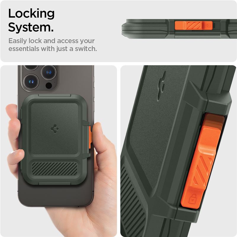 Spigen iPhone Lock Fit MagSafe Wallet, military green