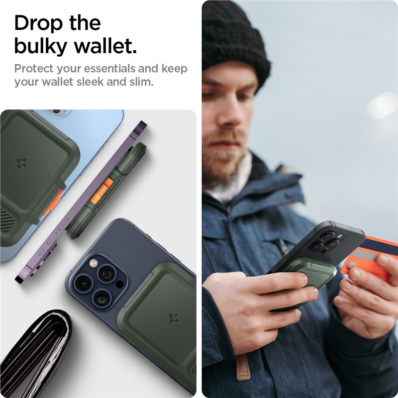 Spigen iPhone Lock Fit MagSafe Wallet, military green