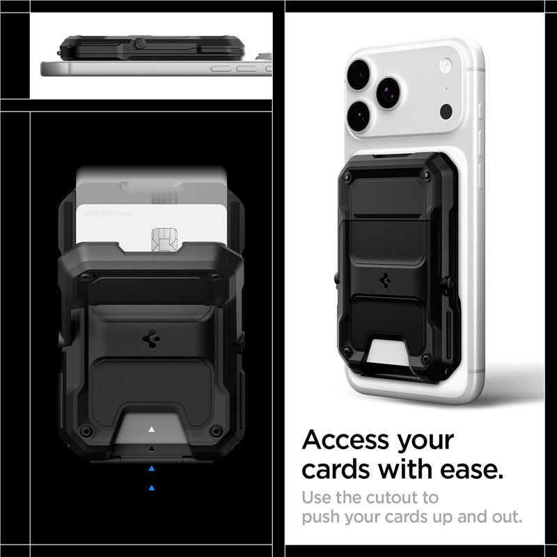 Spigen Tough Armor Pro Wallet MagSafe 5 kariet, čierna