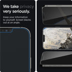 Spigen Glass tR EZ Fit 2 Pack, privacy sensor open - iPhone 14 Plus/13 Pro Max
