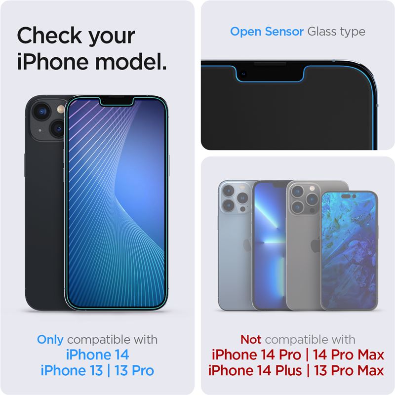 Spigen Glass tR EZ Fit HD 1 Pack open sensor - iPhone 16e/14/13/13 Pro