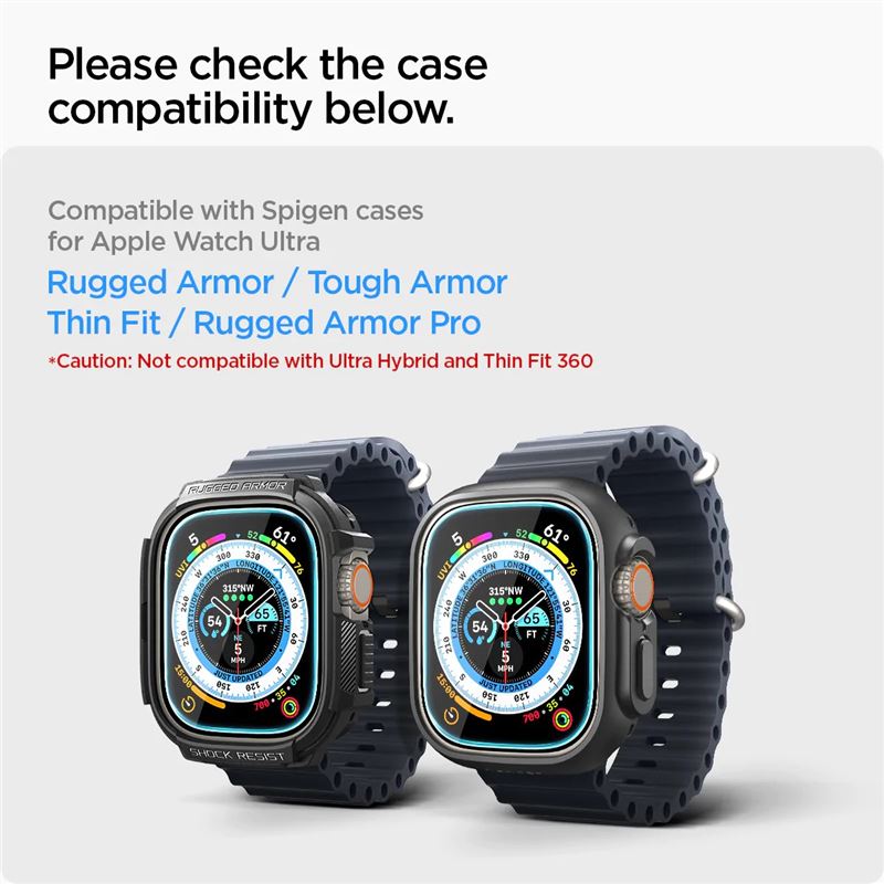 Spigen Glass tR EZ Fit 2 Pack - Apple Watch Ultra 3/2/1