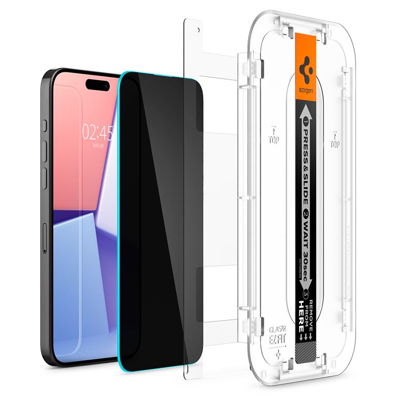 Spigen Glass tR EZ Fit (Privacy) 2 Pack - iPhone 15 Pro Max