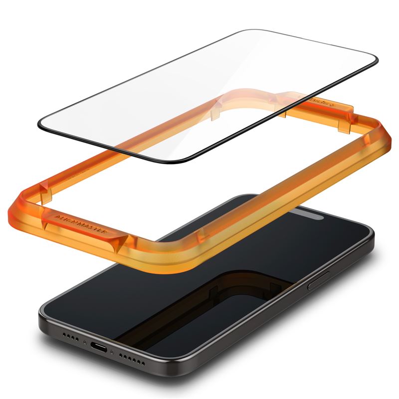 Spigen Glass tR AlignMaster 2 Pack, FC Black - iPhone 15 Pro Max