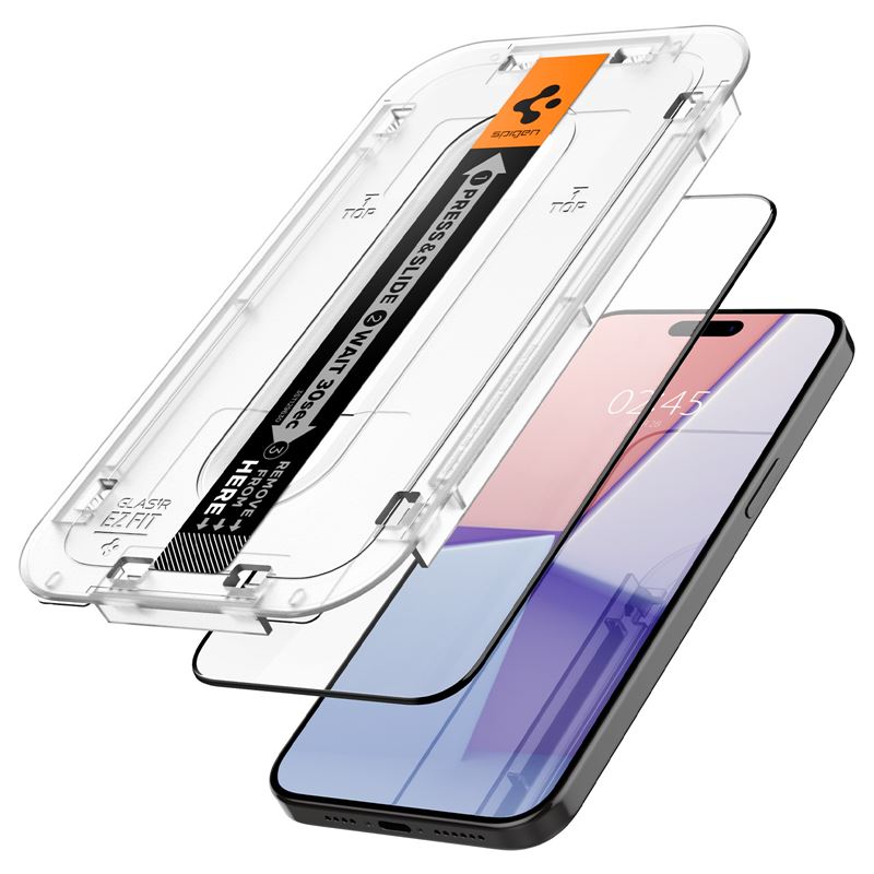 Spigen Glass tR EZ Fit 2 Pack, FC Black - iPhone 15 Pro