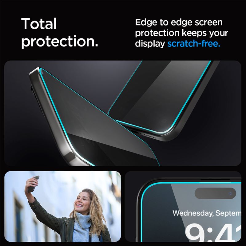 Spigen Glass tR EZ Fit (Privacy) 2 Pack - iPhone 15 Pro