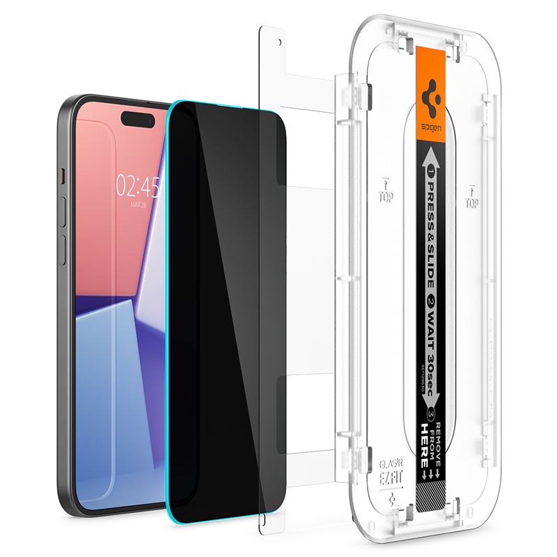 Spigen Glass tR EZ Fit (Privacy) 2 Pack - iPhone 16/15