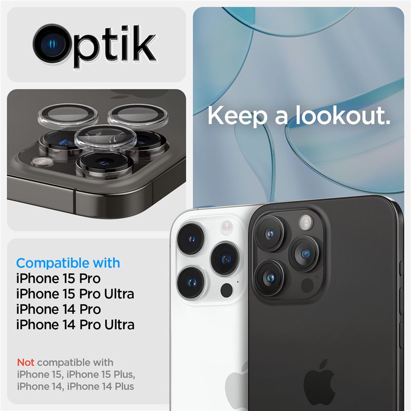 Spigen Glass tR EZ Fit Optik Pro 2 Pack, cc - iPhone 17/16/15/14 Pro / 17/16/15/14 Pro Max