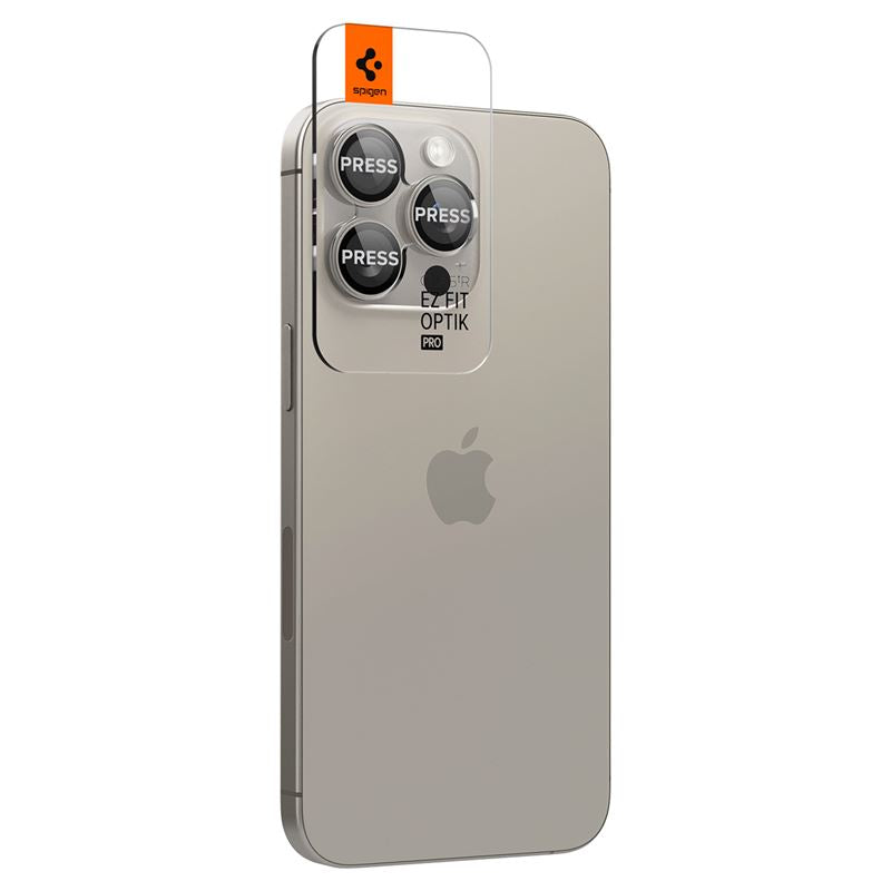 Spigen Glass tR EZ Fit Optik Pro 2 Pack, nature tita - iPhone 17/16/15 Pro / 17/16/15 Pro Max